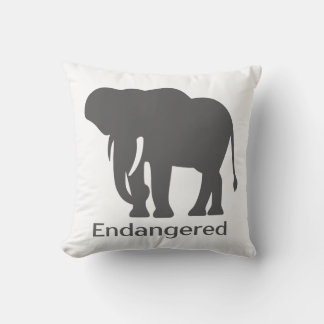 Coussin En danger Sauvez nos éléphants Gris Silhouette