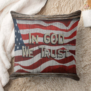 Coussin En Dieu, Nous Croyons Rustic Barne American Flag T