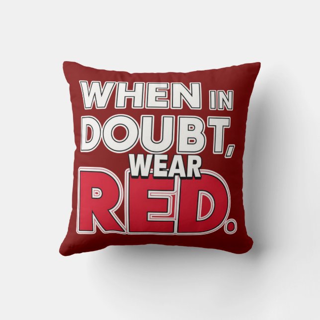 Coussin En Doute, portez le rouge (Verso)