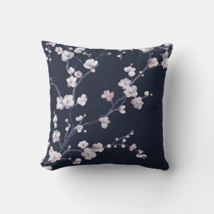 Coussin en fleurs de cerisier de minuit