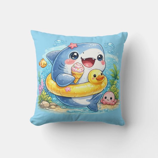 Coussin en forme de grand requin blanc mignon et h (Recto)