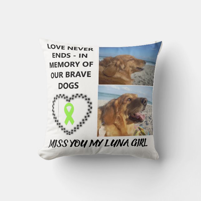 Coussin En mémoire d'amour - Hommage personnalisé de chien (Recto)
