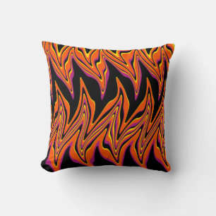 Coussin En noir, rose, orange et jaune
