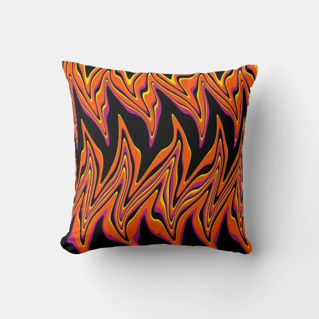 Coussin En noir, rose, orange et jaune (Recto)