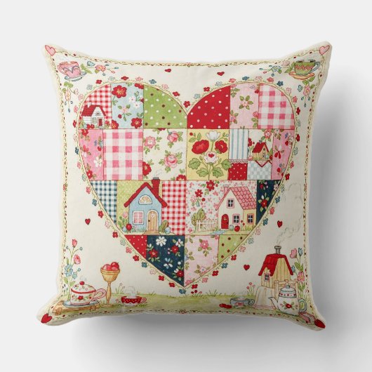 Coussin en patchwork de style campagnard en forme (Recto)