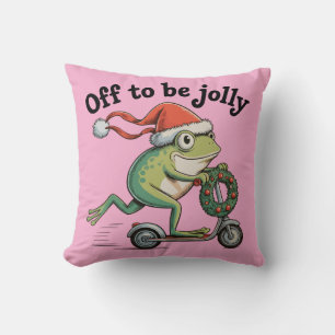 Coussin En route pour être joyeux – Grenouille de Noël sur