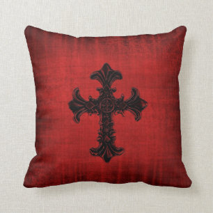 Coussin en velours rouge médiéval