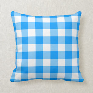 Coussin En vichy blanc et bleu clair