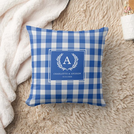 Coussin En vichy monogramme bleu (Couverture)