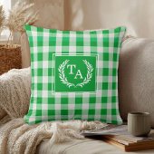 Coussin En vichy monogramme vert