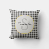 Coussin En vichy noir et blanc mignon Monogramme personnal (Recto)