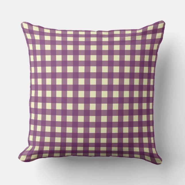 Coussin en vichy - POURPULAIRE ET BLANC (Recto)