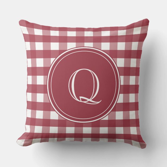 Coussin En vichy rouge foncé et blanc (Recto)
