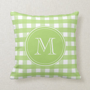 Coussin En vichy vert et blanc frais