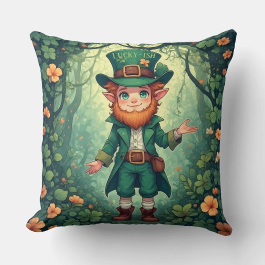 Coussin Enchanted Forest Leprechaun Luckyish Nursery Decor (Recto)
