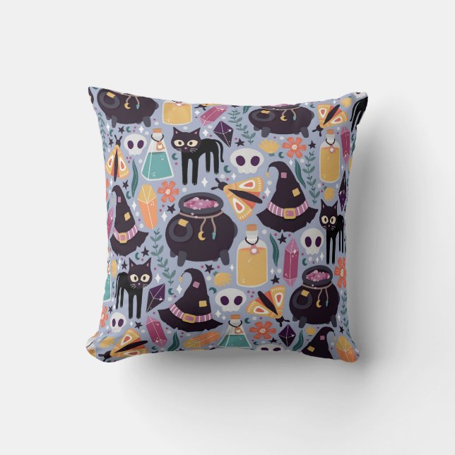 Coussin Enchanter Collage de la sorcellerie (Recto)