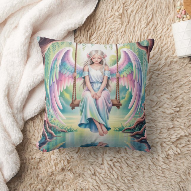 Coussin Enchanter une fille ange sur une aile (Couverture)