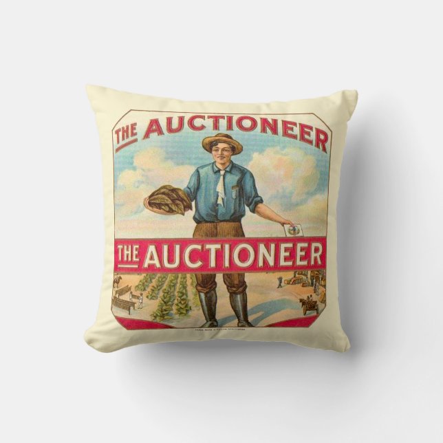 Coussin Enchère de Étiquette de cigares Vintage (Recto)