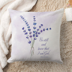 Coussin Encouragement chrétien Lavande avec Écriture
