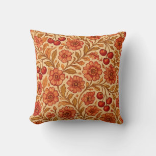 Coussin Encre d'alcool florale et cerise complexe sans sou