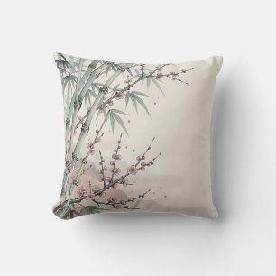 Coussin Encre de fleur de prunier en bambou japonais