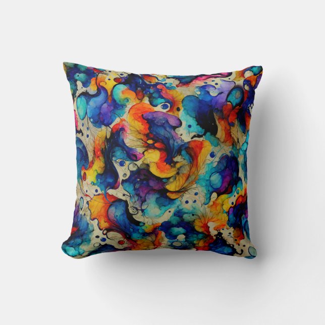 Coussin Encre liquide colorée Abstraction (Recto)