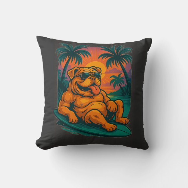 Coussin Endless Summer Bulldog - Surf rétro (Recto)