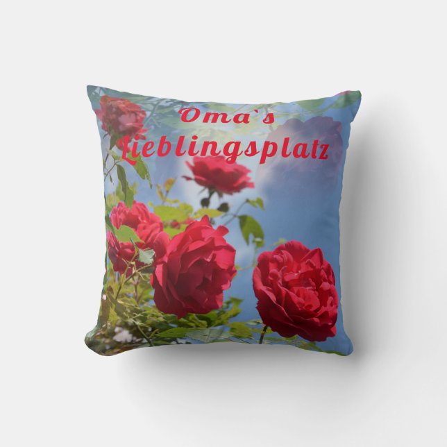Coussin endroit préféré avec des roses rouges (Recto)
