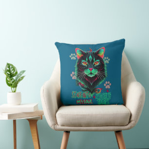 Coussin Énergie de chat à rayonnement orange
