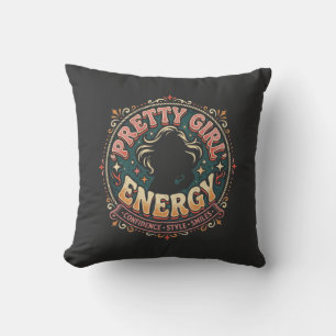 Coussin Énergie de Fille Jolie Esthétique Vintage