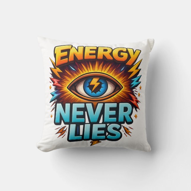 Coussin Energy Never Lies – Conception de logo Electric Ey (Recto)
