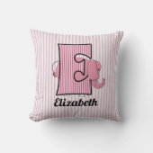 Coussin Enfant Eléphant Rose Monogrammé E (Recto)