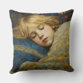 Coussin Enfant endormi rêveur dans une courtepointe fleuri (Verso)