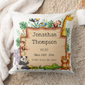 Coussin Enfant garçon statistiques de naissance Safari et (Couverture)