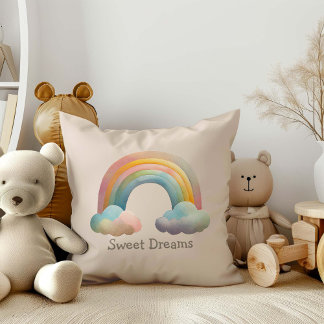 Coussin Enfants Arc-en-ciel Pastel Fantaisiste dans les Nu