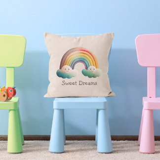 Coussin Enfants Arc-en-ciel Pastel Fantaisiste dans les Nu