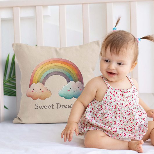 Coussin Enfants Arc-en-ciel Pastel Fantaisiste dans les Nu