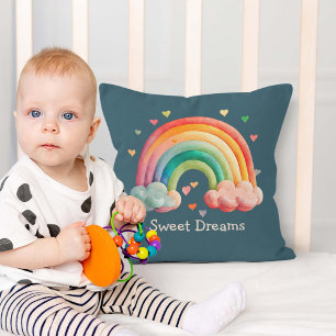 Coussin Enfants Arc-en-ciel Pastel Fantaisiste dans les Nu