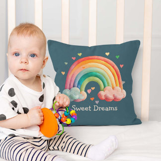 Coussin Enfants Arc-en-ciel Pastel Fantaisiste dans les Nu
