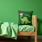 Coussin Enfants Dinosaure de Noël Custom Green Thlow Oreil