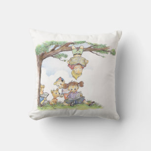 Coussin Enfants lisant sous un arbre