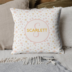 Coussin Enfants mignonne Nom rose orange Motif des soleils