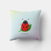Coussin Enfants mignonne Rouge coccinelle et feuille verte (Verso)