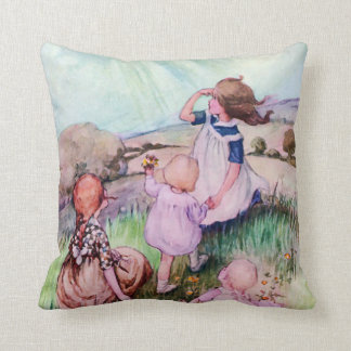 Coussin Enfants mignons vintages au soleil