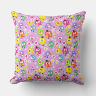 Coussin Enfants motifs sans couture oiseaux hiboux brillan