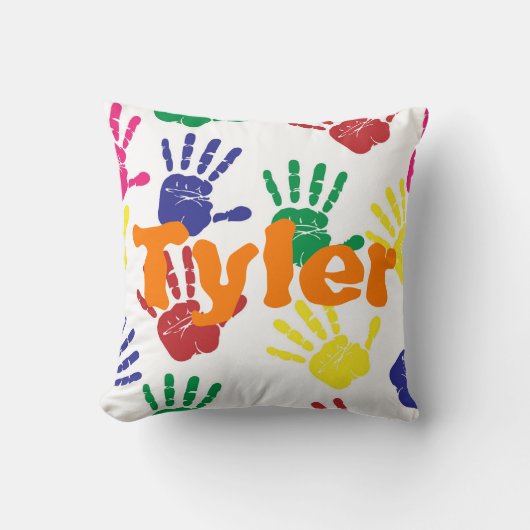 Coussin Enfants multicolores de handprint personnalisés (Recto)