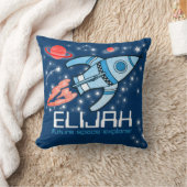 Coussin Enfants nom de l'espace de fusée explorateur bleu (Couverture)