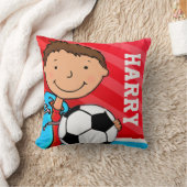 Coussin Enfants nom garçons football soccer rouge bleu cou (Couverture)