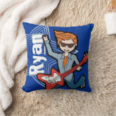 Coussin Enfants nom rockstar guitare garçon bleu clair cou (Couverture)