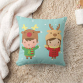 Coussin Enfants rennes mignons Décorations de Noël (Couverture)